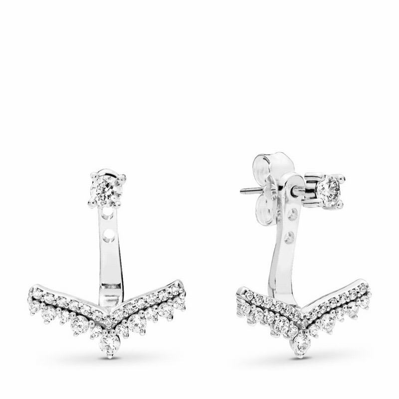 Pandora Princess Wish Stud Earrings Europe - Sterling Silver/Cubic Zirconia - 265017WRJ